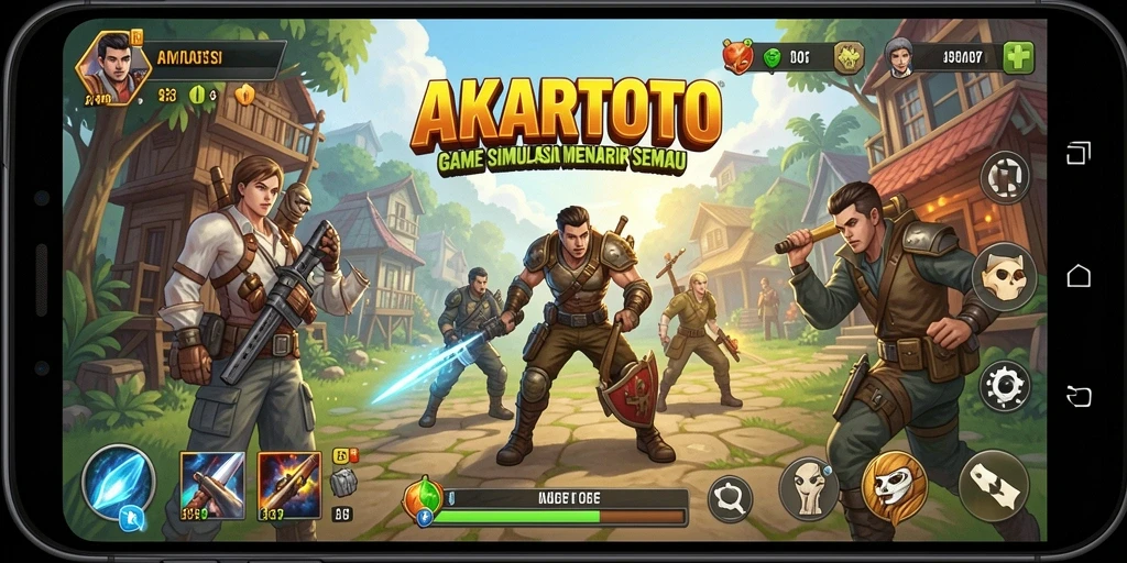 Tampilan gameplay menarik dan penuh warna dalam AKARTOTO.