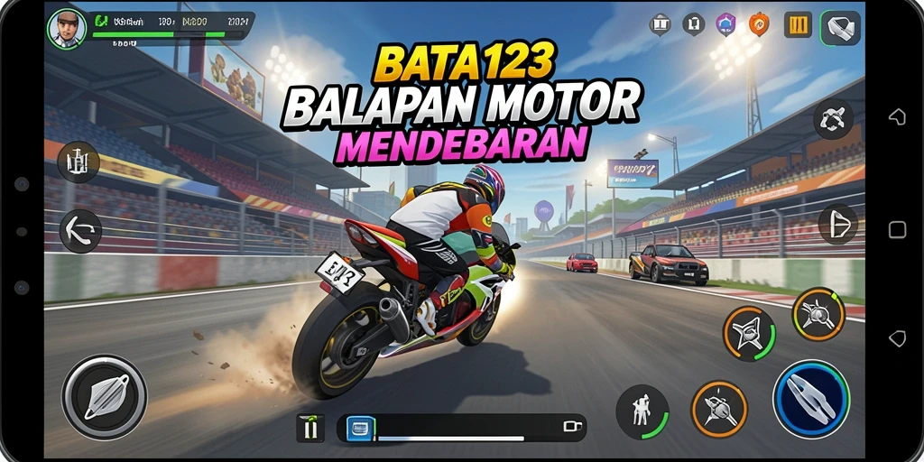 Gameplay seru dan mendebarkan dalam BATA123 yang menampilkan aksi balapan motor.
