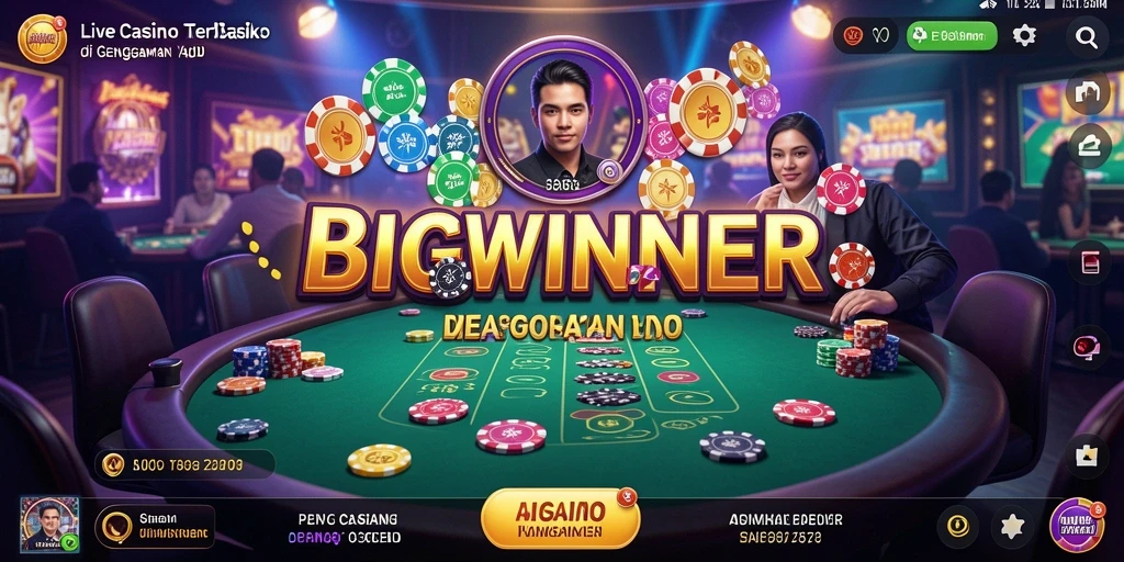 Screenshot BIGWINNER menampilkan dealer langsung dan meja permainan yang menarik.