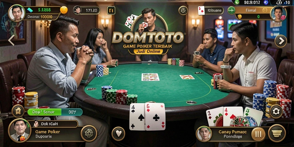 Tampilan gameplay poker yang menarik dan interaktif di DOMTOTO.