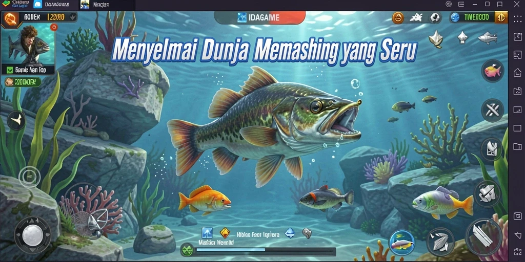 Tampilan gameplay penuh aksi dengan pengalaman memancing yang seru.