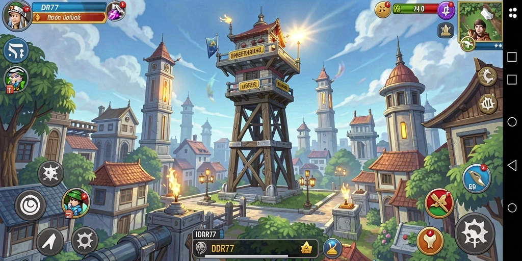Tampilan gameplay menarik dari IDR77 dalam aksi Tower Defense.
