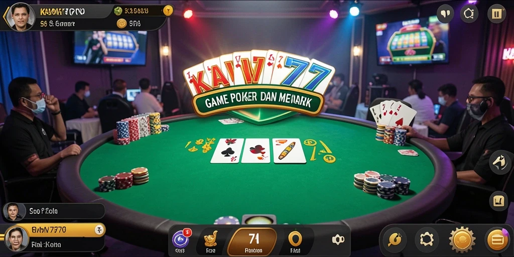 Tampilan screenshot gameplay KAWI777 dengan mewarnai permainan poker yang seru.