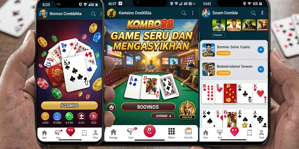 Tampilan gameplay seru dalam aplikasi KOMBO88 untuk permainan Domino.