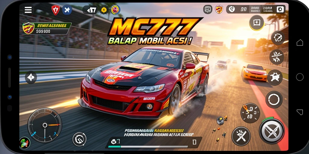 Tampilan gameplay balap mobil yang penuh aksi dan menantang.
