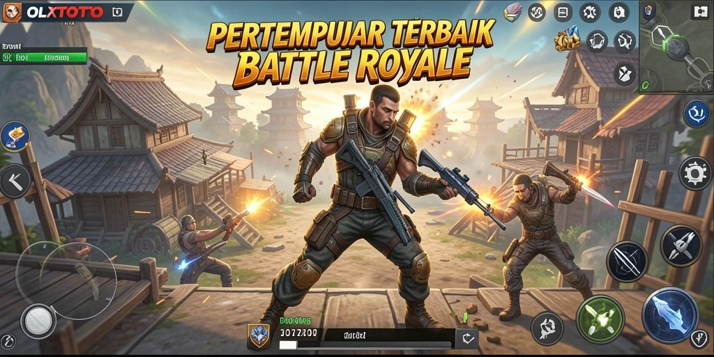 Tampilan gameplay OLXTOTO dalam pertempuran intens Battle Royale.