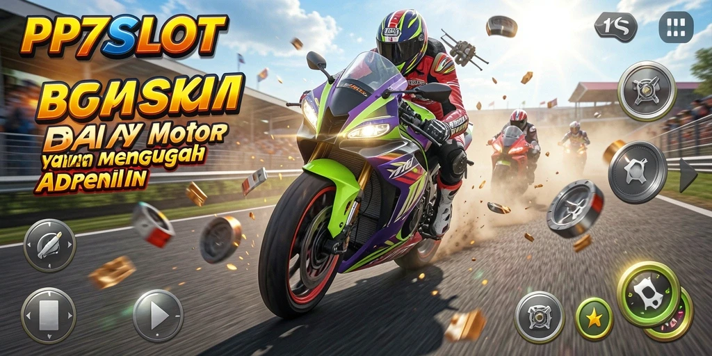 Tampilan mendebarkan dari gameplay balap motor PP7SLOT.
