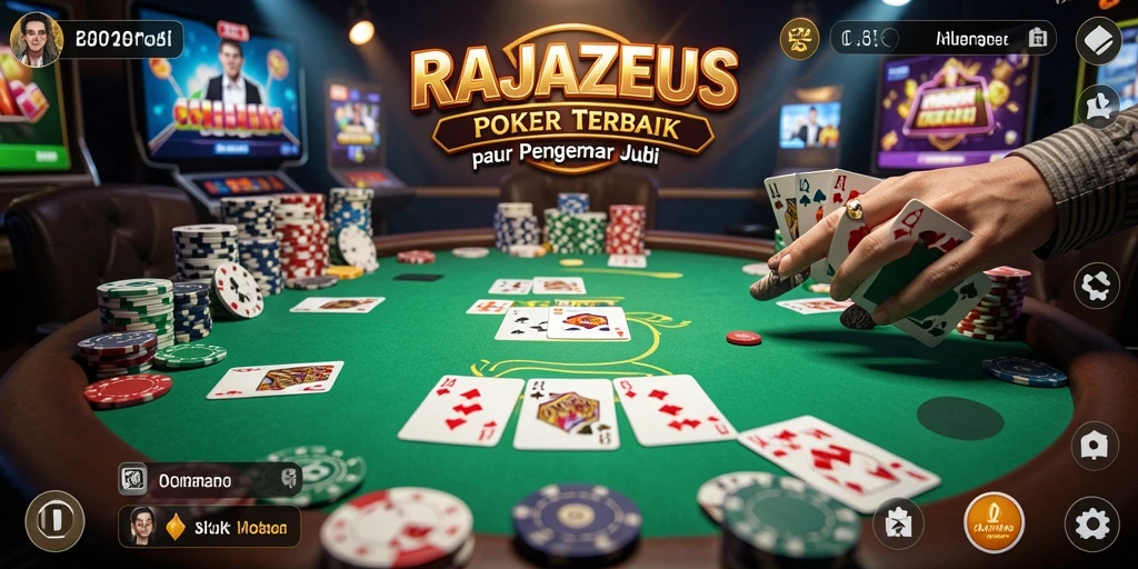 Tampilan gameplay Poker yang seru dan mendebarkan di RAJAZEUS.