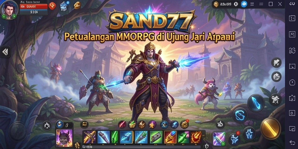 Screenshot utama SAND77 menampilkan aksi seru di dunia MMORPG.