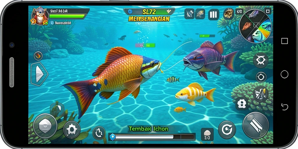 Tampilan gameplay menarik dari SL72 saat menembak ikan.