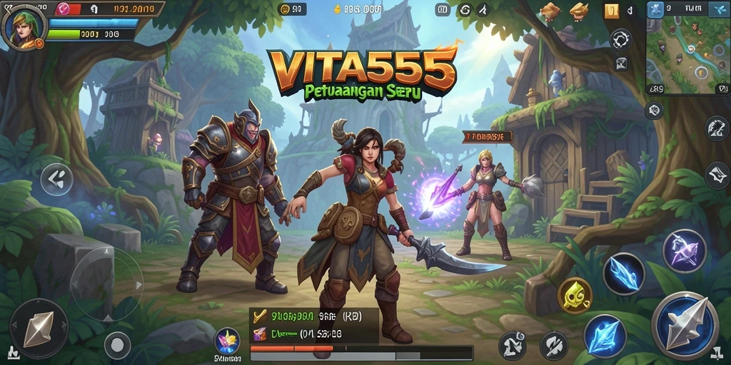 Screenshot gameplay VITA555 yang menampilkan pertarungan seru dan karakter unik.